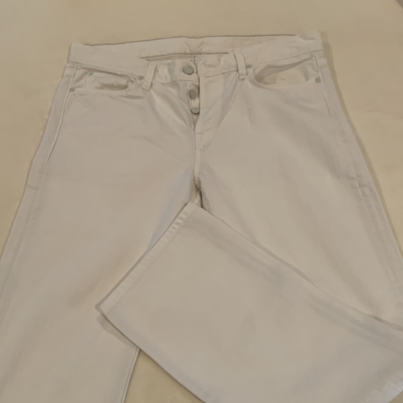 7 for all mankind white denim “standard” fit button fly jean. Straight leg - Picture 7 of 7